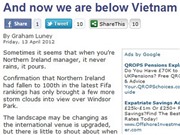 Bóng đá anh, ngoại hạng anh, lịch thi đấu euro 2012, ĐT Việt Nam nổi tiếng tận…Bắc Ireland:  Bây giờ ĐT Bắc Ireland kém cả… tuyển Việt Nam